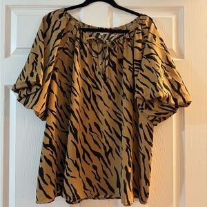 Black and Tan Tiger Print Blouse